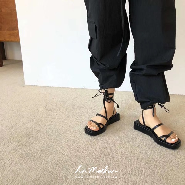 厚底綁帶涼鞋(正常版)